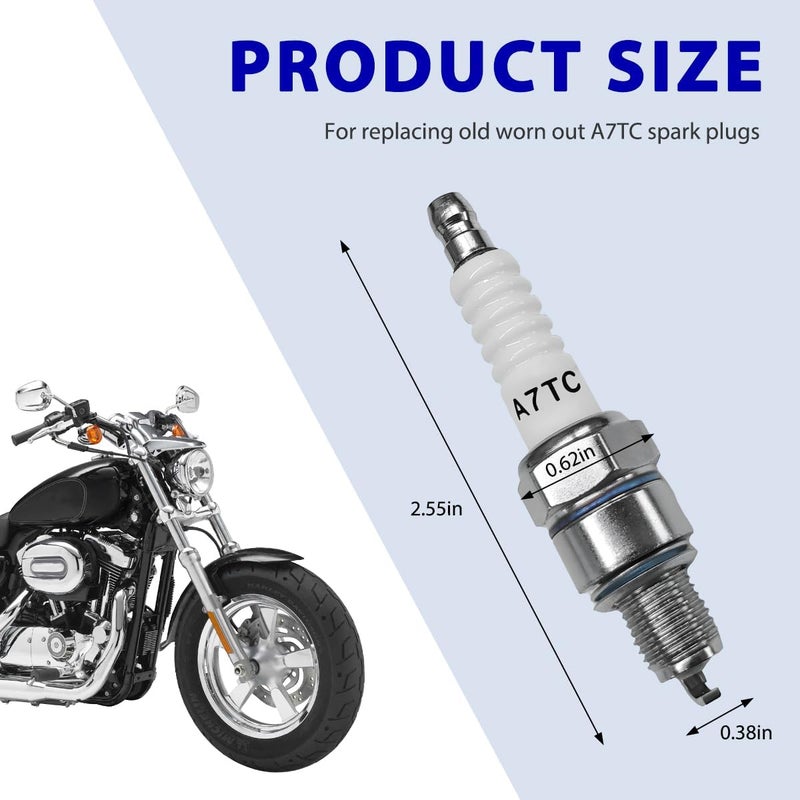 ZNDAW A7TC Spark Plug, Spark Plug Fit for GY6 Engine 50cc 70cc 90cc 110cc 125cc 150cc ATV Scooter Dirt Bike Go Kart, Spark Plugs A7TC Replacement for U20FSR U22FSR-U C5HA C5HSB - Image 1